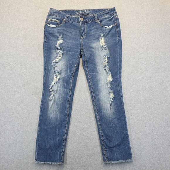 Ariya Denim - Ariya Jeans Distressed Skinny Raw Hem Y2K Grunge Denim Size 13/14